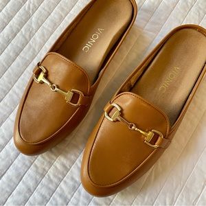 Vionic Tan Leather Adeline Loafer Mules - Size 9 - Never Worn!